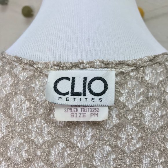 Clio Neutral Textured Career Top in Tan/Sand/Beige Color - Petite Medium - Picture 11 of 15